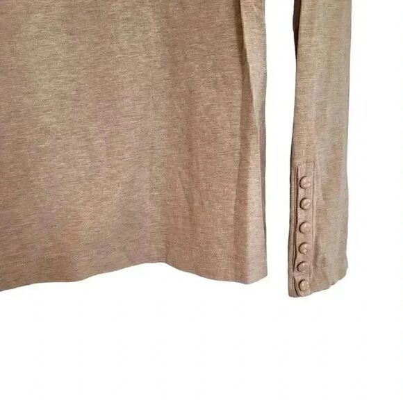 Lands' End Women's Sable Tan Cotton/Rayon Turtleneck Sweater w Cuff Buttons - Picture 8 of 9